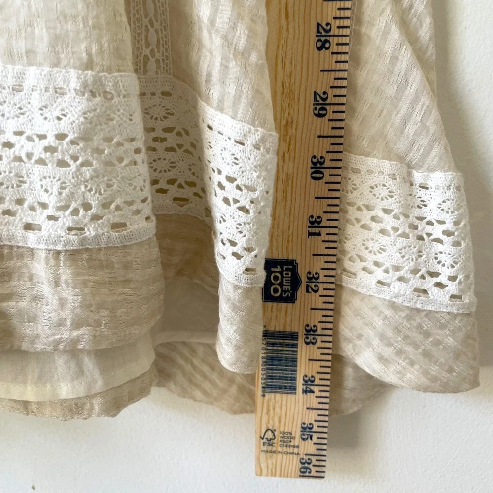Sandro Lace Trim Cutout Mini Dress Sz EU 38 Boho Cottage Romantic Lightweight